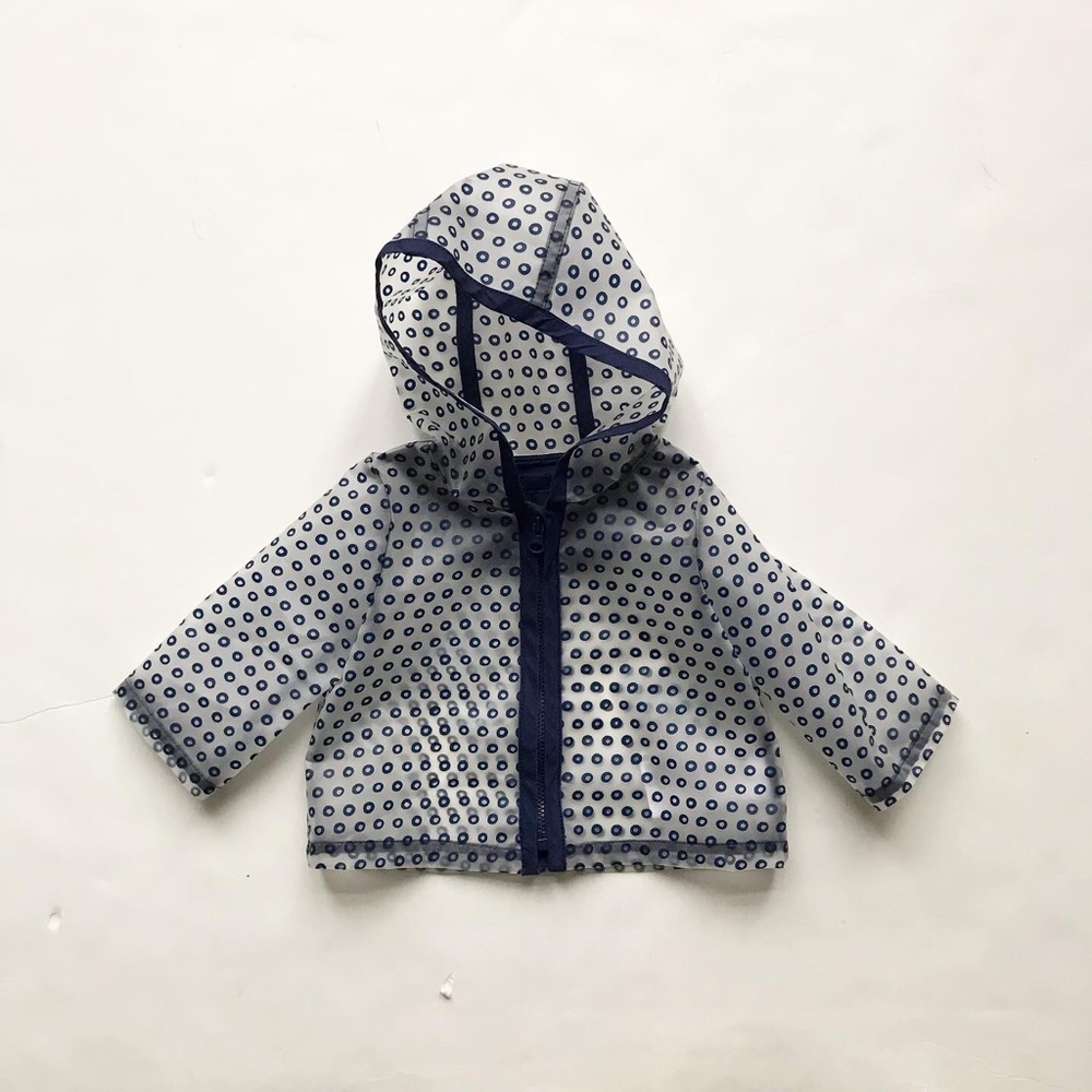 Babygap navy transparent hooded rain jacket EUC 3-6 months